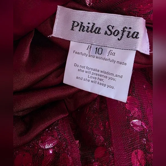 Phila Sofia Elegant RED Strapless Evening Gown Size 10 - Picture 14 of 14